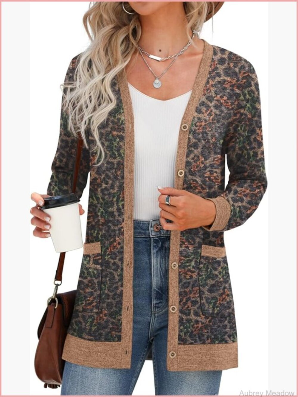 Open Front Cardigan Button Down Ribbed Lightweight Knit with Pocket